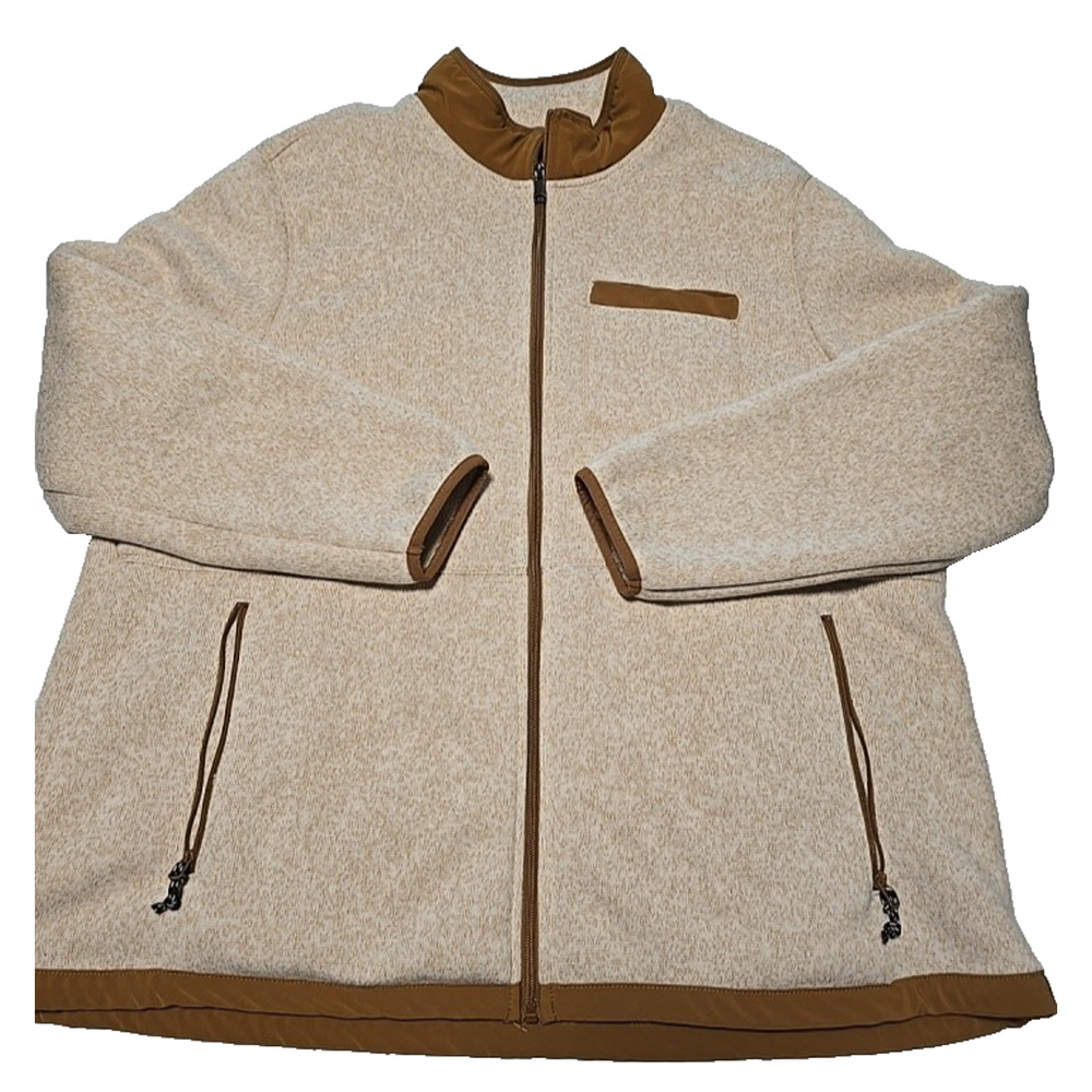 George Men's Sweater in Cream and Brown 2XL Fleece Interior Very Warm